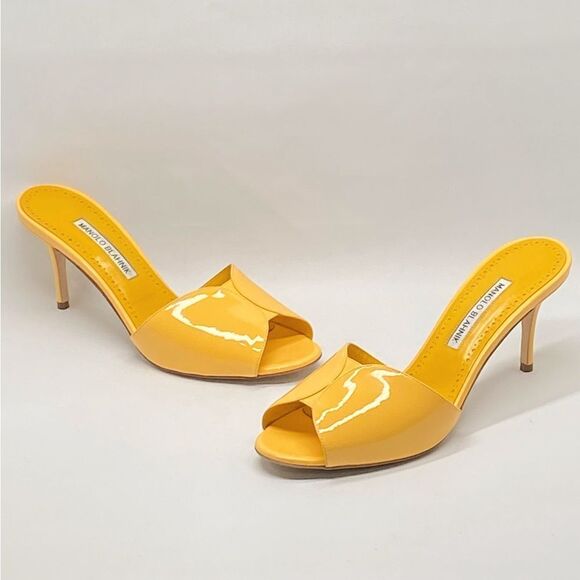 Manolo Blahnik Houramu 70MM Patent Leather Mules size 39 - Picture 1 of 13